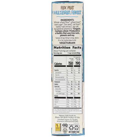 早餐穀物: Nature's Path, Organic, Flax Plus Multibran Flakes Cereal, 13.25 oz (375 g)