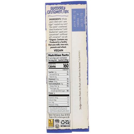 熱穀物, 燕麥片: Nature's Path, Organic Instant Oatmeal, Blueberry Cinnamon Flax, 8 Packets, 11.3 oz (320 g)