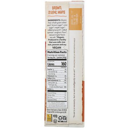 熱穀物, 燕麥片: Nature's Path, Organic Instant Oatmeal, Brown Sugar Maple, 8 Packets, 11.3 oz (320 g)