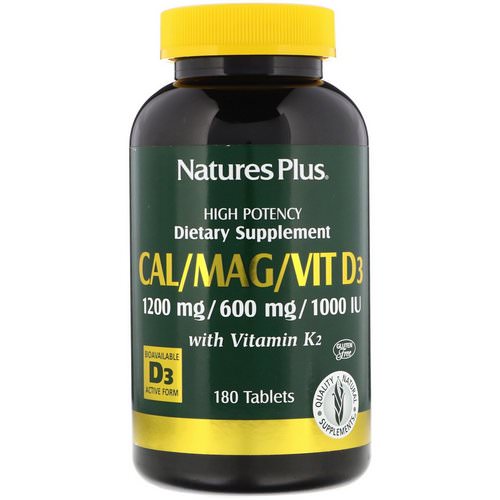 Nature's Plus, Cal/Mag/Vit D3, with Vitamin K2, 180 Tablets Review
