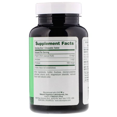 木瓜, 消化: Nature's Plus, Chewable Papaya Enzyme Supplement, 360 Tablets