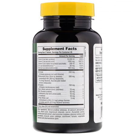 抗氧化劑, 抗氧化劑: Nature's Plus, Commando 2000 Antioxidant Protection, 90 Tablets