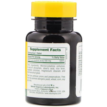 B3菸酸, 維生素B: Nature's Plus, Niacin, 100 mg, 90 Tablets