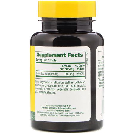 B3菸酸, 維生素B: Nature's Plus, Niacinamide, 500 mg, 90 Tablets