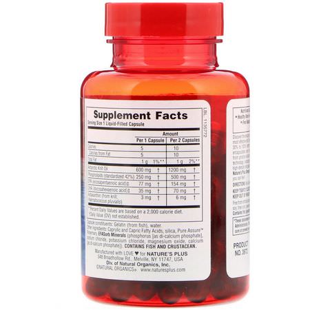 磷蝦油, 歐米茄EPA DHA: Nature's Plus, Omega Krill Oil, 600 mg, 60 Liquid-Filled Capsules