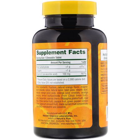 流感, 咳嗽: Nature's Plus, Orange Juice Jr, Vitamin C Supplement, 100 mg, 180 Tablets