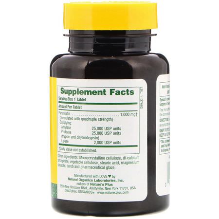 胰酶, 消化物: Nature's Plus, Pancreatin, 1000 mg, 60 Tablets