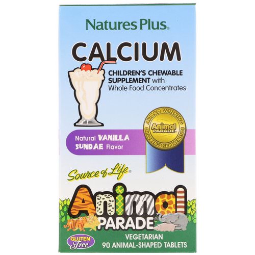 Nature's Plus, Source of Life, Animal Parade, Calcium, Children's Chewable Supplement, Natural Vanilla Sundae Flavor, 90 Animal-Shaped Tablets Review