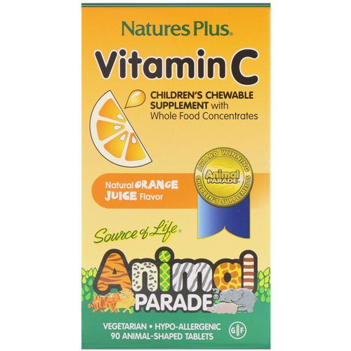 Nature's Plus, Source of Life, Animal Parade, Vitamin C, Children's Chewable Supplement, Natural Orange Juice Flavor, 90 Animal-Shaped Tablets Review