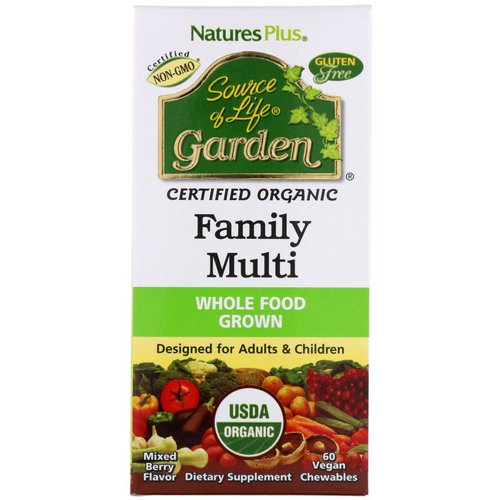 Nature's Plus, Source of Life, Garden, Organic Family Multi, Mixed Berry Flavor, 60 Vegan Chewables Review