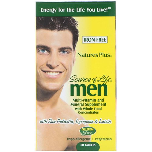 Nature's Plus, Source of Life Men, Multi-Vitamin and Mineral Supplement, Iron-Free, 60 Tablets Review