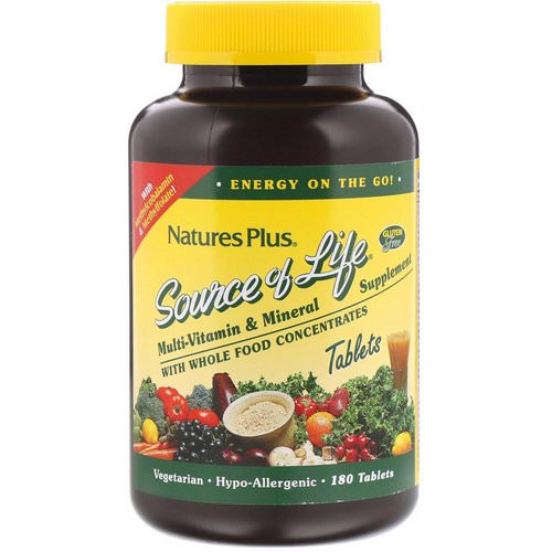 Nature's Plus, Source of Life, Multi-Vitamin & Mineral Supplement with Whole Food Concentrates, 180 Tablets Review