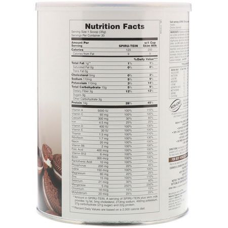 植物性, 植物性蛋白: Nature's Plus, Spiru-Tein, High Protein Energy Meal, Cookies & Cream, 2.3 lbs (1050 g)
