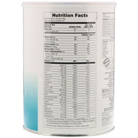 植物性, 植物性蛋白質: Nature's Plus, Spiru-Tein, High Protein Energy Meal, Simply Natural Original Vanilla, Unsweetened, 1.63 lbs (740 g)