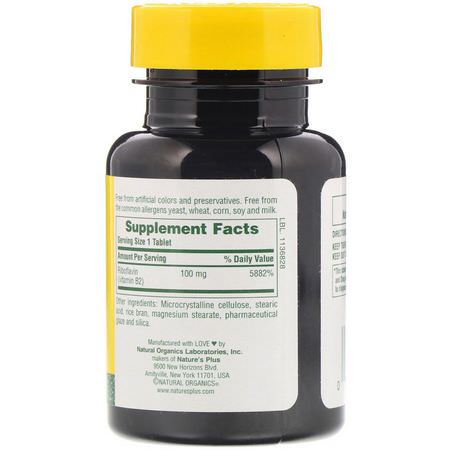維生素B, 維生素: Nature's Plus, Vitamin B-2, 100 mg, 90 Tablets