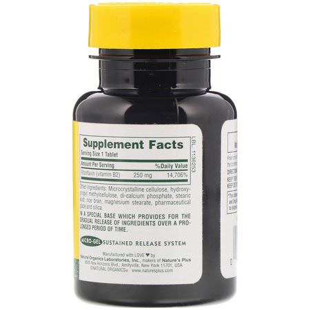維生素B, 維生素: Nature's Plus, Vitamin B-2, 250 mg, 60 Tablets