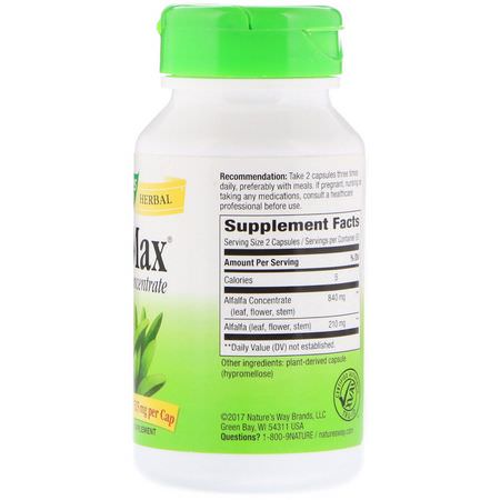 苜蓿, 順勢療法: Nature's Way, Alfa-Max, Concentrate, 525 mg, 100 Vegetarian Capsules