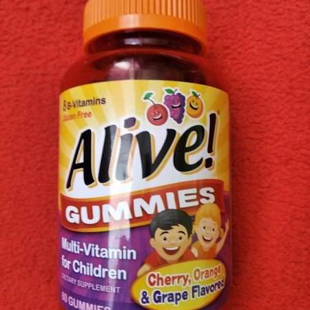 Nature's Way, Alive! Gummies, Multi-Vitamin for Children, Cherry, Orange & Grape Flavored, 60 Gummies