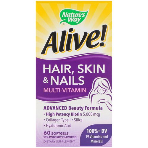 Nature's Way, Alive! Hair, Skin & Nails Multi-Vitamin, Strawberry Flavored, 60 Softgels Review