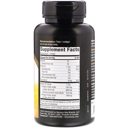 琉璃苣油, 歐米茄EPA DHA: Nature's Way, EfaGold, Borage, 1,300 mg, 60 Softgels