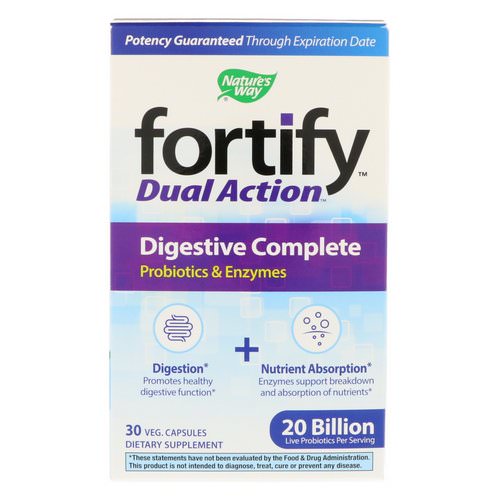 Nature's Way, Fortify, Dual Action Digestive Complete, 20 Billion, 30 Veg. Capsules Review