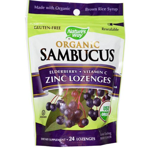 Nature's Way, Organic Sambucus, Zinc Lozenges, Delicious Berry, 24 Lozenges Review