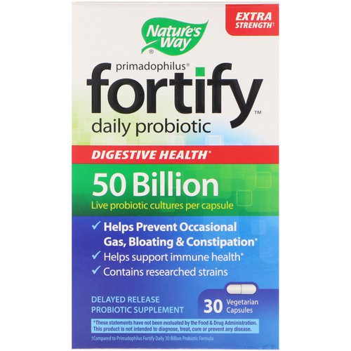 Nature's Way, Primadophilus, Fortify, Daily Probiotic, Extra Strength, 30 Vegetarian Capsules Review