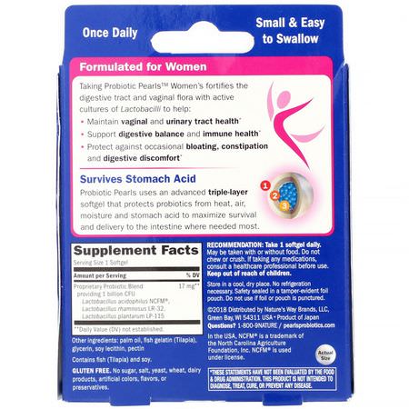 酵母菌, 念珠菌: Nature's Way, Probiotic Pearls Women's, Vaginal & Digestive Health, 30 Softgels