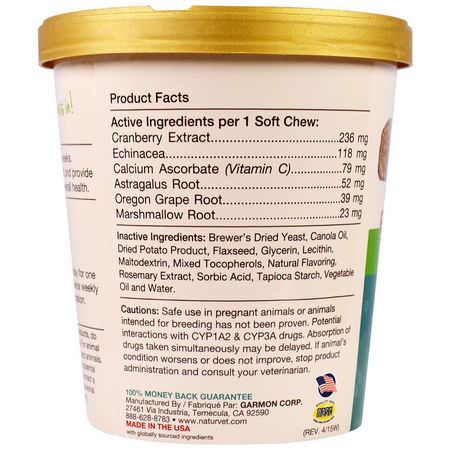 礦物質, 寵物維生素: NaturVet, Cranberry Relief For Dogs Plus Echinacea, 60 Soft Chews, 6.3 oz (180 g)