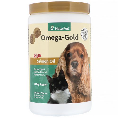 NaturVet, Omega-Gold Plus Salmon Oil, For Dogs and Cats, 180 Soft Chews Review