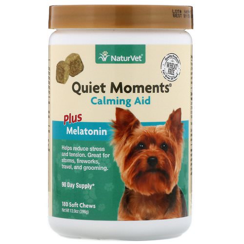 NaturVet, Quiet Moments, Calming Aid Plus Melatonin, 180 Soft Chews Review