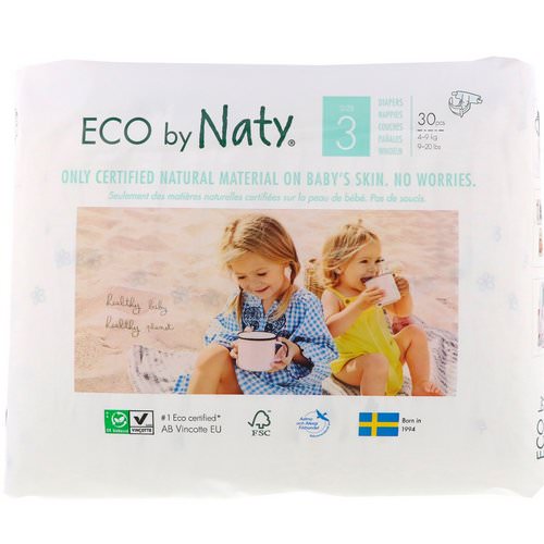 Naty, Diapers for Sensitive Skin, Size 3, 9-20 lbs (4-9 kg), 30 Diapers Review