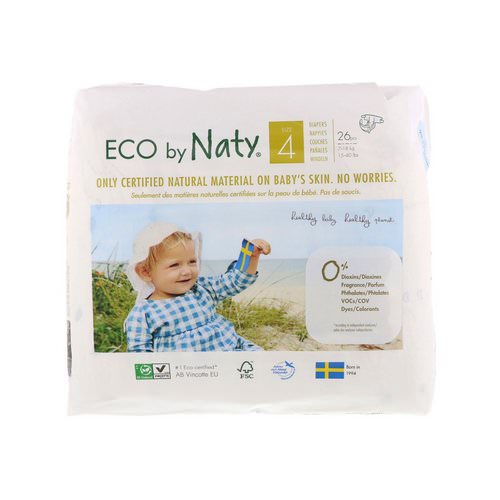 Naty, Diapers for Sensitive Skin, Size 4, 15-40 lbs (7-18 kg), 26 Diapers Review