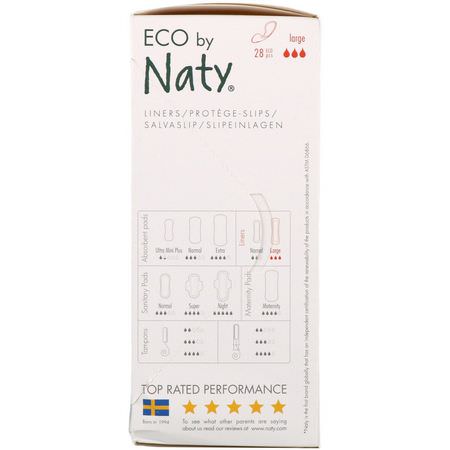 內襯, 女性衛生: Naty, Panty Liners, Large, 28 Eco Pieces