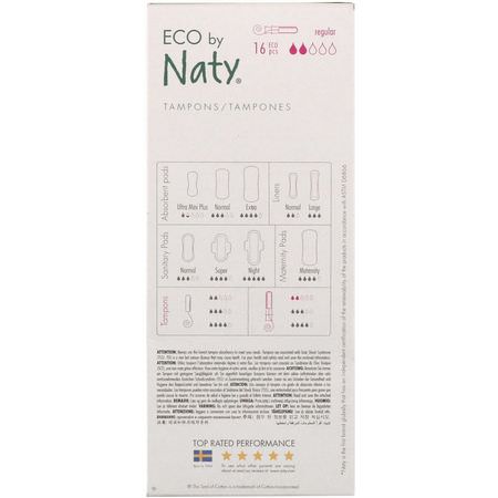 衛生棉條, 女性衛生: Naty, Tampons with Applicator, Regular, 16 Eco Pieces