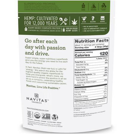 大麻種子: Navitas Organics, Organic Hemp Powder, 12 oz (340 g)