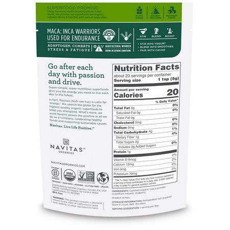 Maca, 順勢療法: Navitas Organics, Organic Maca Powder, 4 oz (113 g)