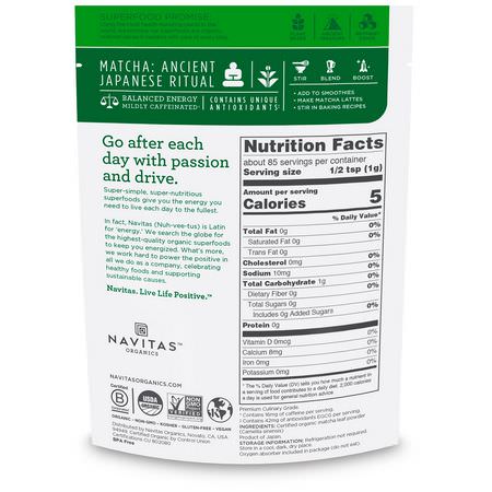 Matcha Tea: Navitas Organics, Organic Matcha Powder, 3 oz (85 g)