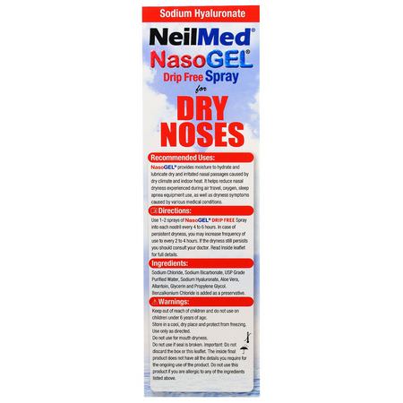 鼻竇補充劑, 鼻子: NeilMed, NasoGel, For Dry Noses, 1 Bottle, 1 fl oz (30 ml)