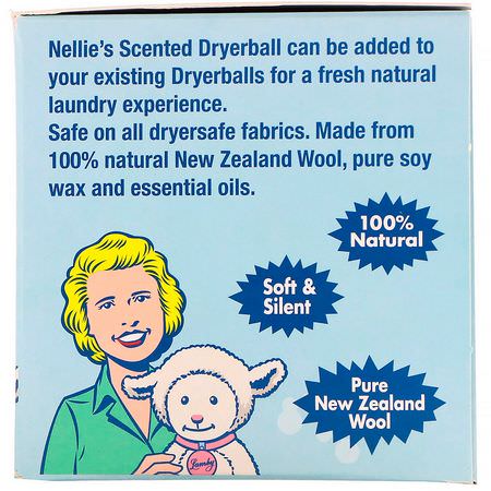 乾燥, 織物柔軟劑: Nellie's, Scented Dryerball, Citrus, 1 Dryerball