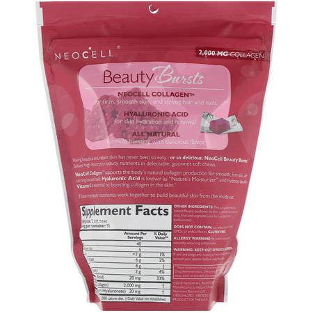 膠原蛋白補充劑, 關節: Neocell, Beauty Bursts, Gourmet Collagen Soft Chews, Super Fruit Punch, 2,000 mg, 60 Soft Chews