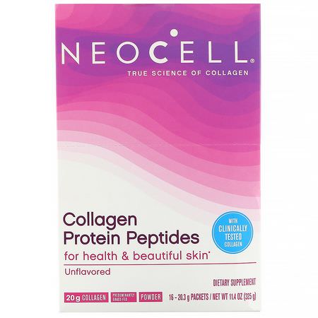 膠原蛋白補充劑, 關節: Neocell, Collagen Protein Peptides, Unflavored, 16 Packets, .71 oz (20 g) Each