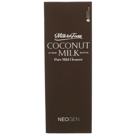 清潔劑, 洗面奶: Neogen, Milk to Foam Coconut Milk, Pure Mild Cleanser, 9.9 fl oz (300 ml)