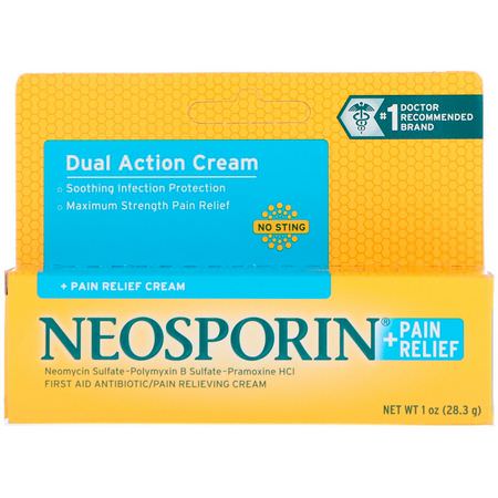 止痛藥膏: Neosporin, Dual Action Cream, Pain Relief Cream, 1 oz (28.3 g)