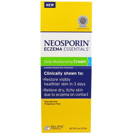 濕疹, 皮膚護理: Neosporin, Eczema Essentials, Daily Moisturizing Cream, 6 oz (170 g)