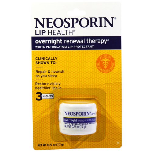 Neosporin, Overnight Renewal Therapy, White Petrolatum Lip Protectant, 0.27 oz (7.7 g) Review