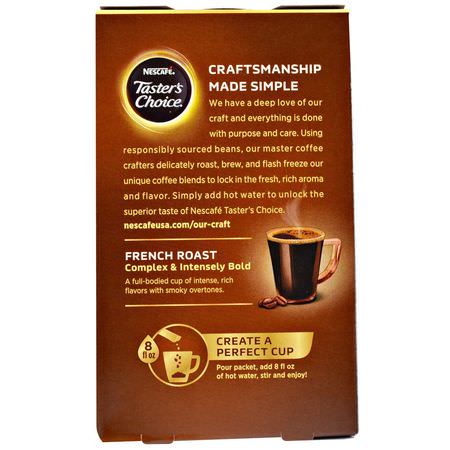 法國烤肉, 速溶咖啡: Nescafe, Taster's Choice, Instant Coffee, French Roast, 5 Single Serve Packets, 0.1 oz (3 g) Each