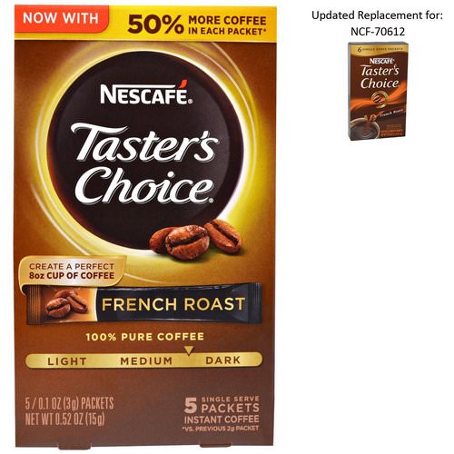 Nescafe, Taster's Choice, Instant Coffee, French Roast, 5 Single Serve Packets, 0.1 oz (3 g) Each Review