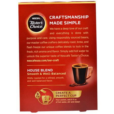 速溶咖啡: Nescafe, Taster's Choice, Instant Coffee, House Blend, 18 Single Serve Packets, 0.1 oz (3 g) Each