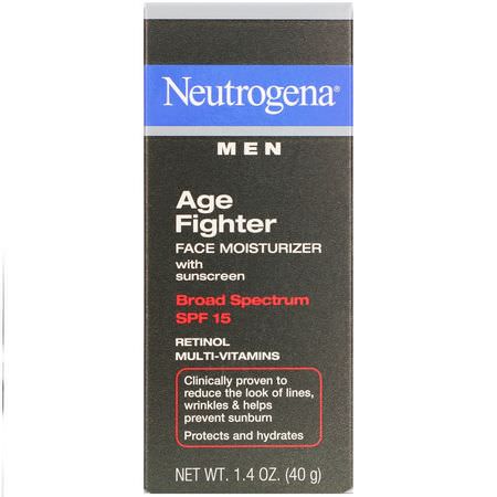 面部護理, 男士美容: Neutrogena, Men, Age Fighter Face Moisturizer with Sunscreen, SPF 15, 1.4 oz (40 g)